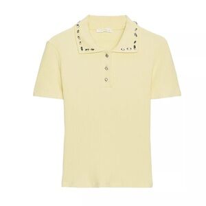 Zara JEWEL COLLAR RIBBED POLO SHIRT
